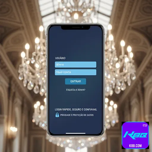 Celular com login seguro na plataforma k8b.com