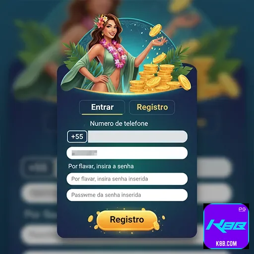 Tela mobile da k8b.com com benefícios no acesso